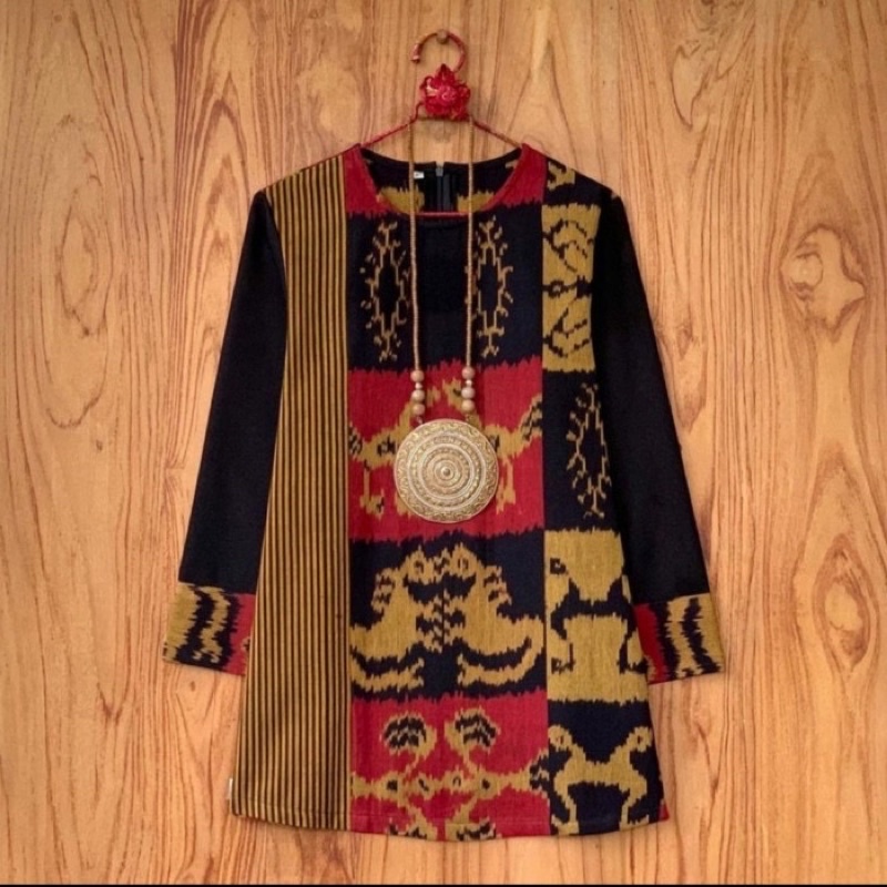 Atasan blouse wanita tenun ikat ethnic blanket jepara - baju tenun wanita - baju tenun Jepara