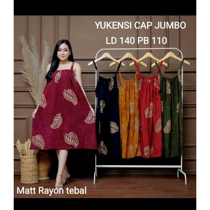 DASTER YUKENSI JUMBO CAP BAHAN RAYON TEBAL ADEM NYAMAN DIPAKAI TANPA LENGAN daster yukensi jumbo das