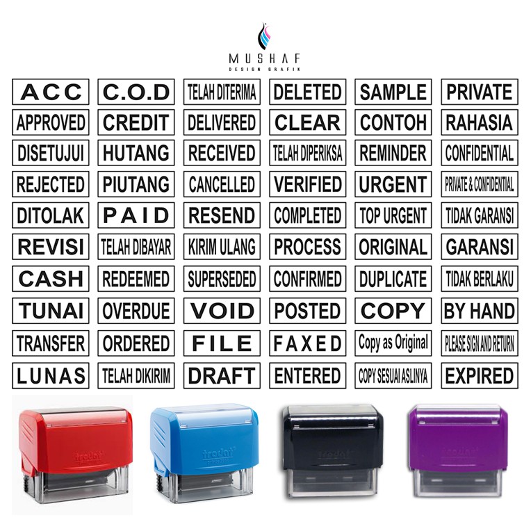 

Stempel Dokumen / Stempel PAID / Stempel RECEIVED / Stempel CREDIT / Stempel COPY