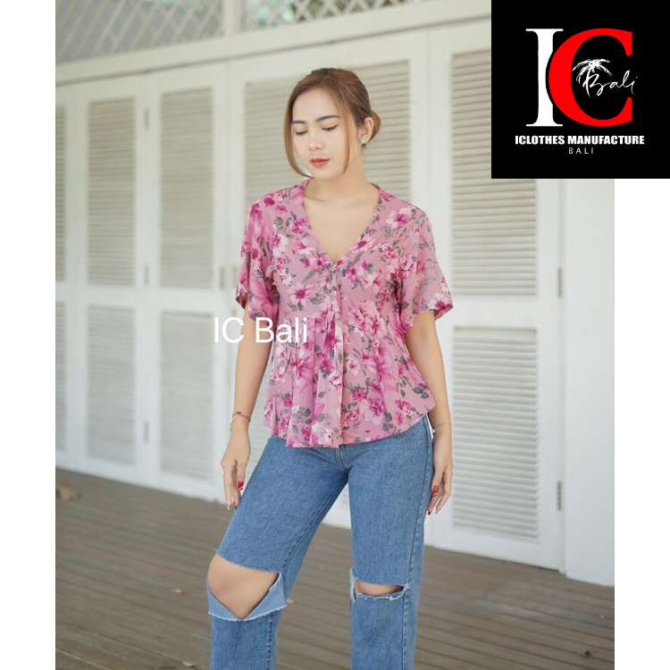 ATASAN LENGAN PENDEK MOTIF BUNGA/ RARA TOP/RTM003