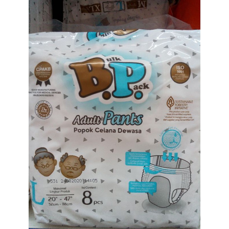 bulk pack popok dewasa type celana L8