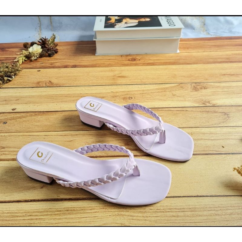 ABBUSHOES YF 16 hak tahu jepit kepang wanita 3cm