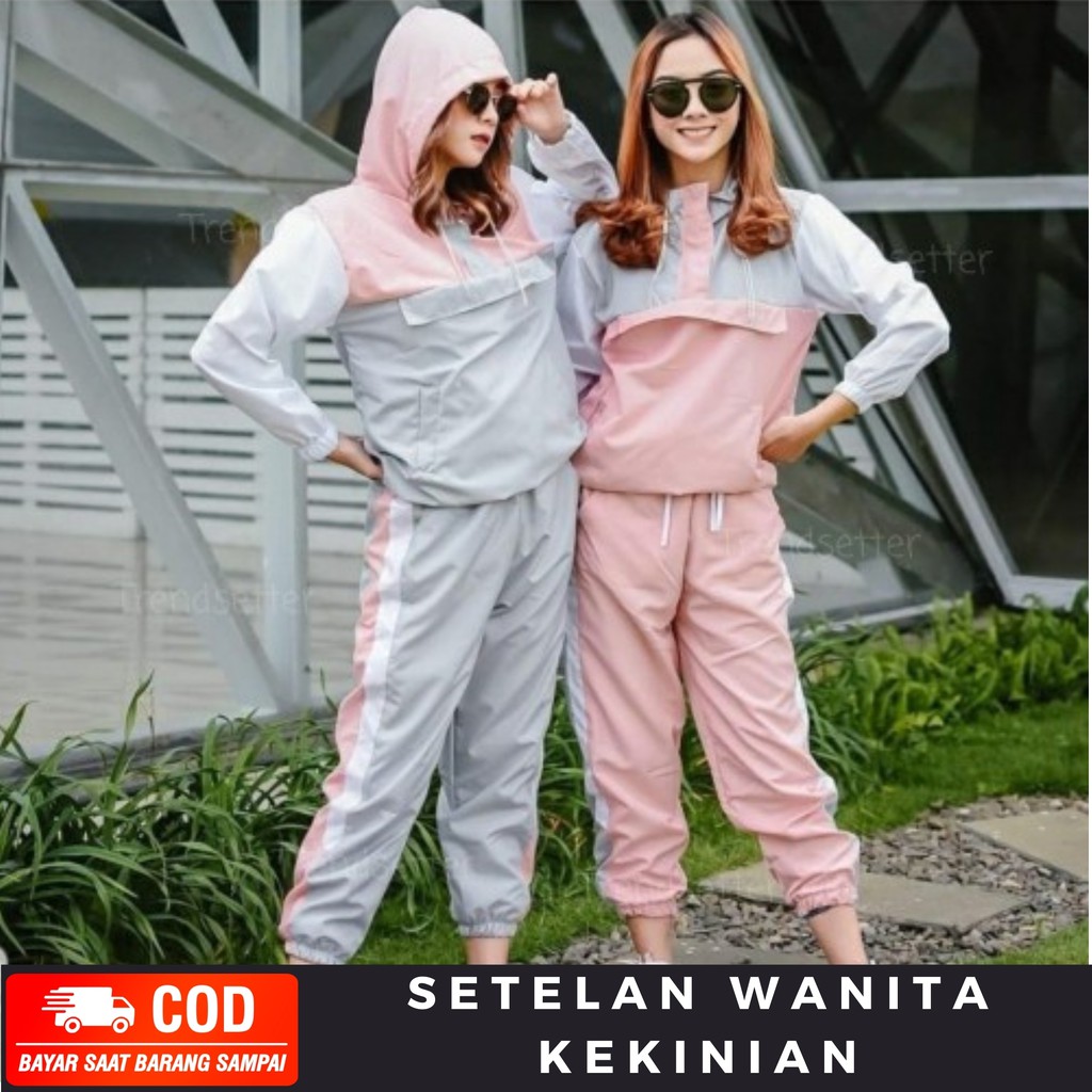 Setelan Training Sweater Hoodie Wanita Jaket Sporty Outfit Jogging Model Trendi Terbaru