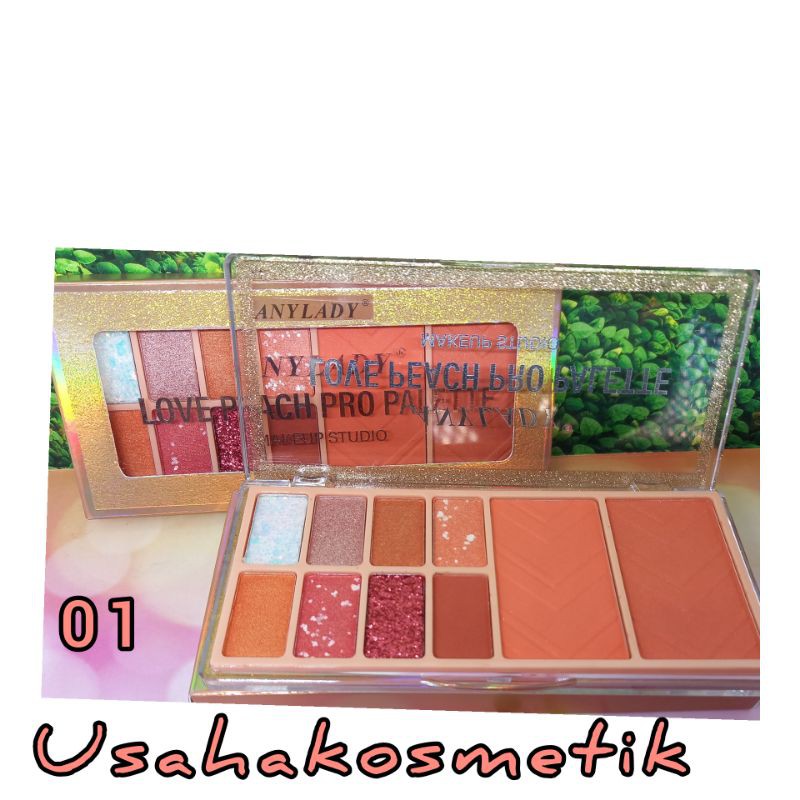 EYESHADOW PALETTE DAN HIGHLIGHTER ANYLADY make up studio love Peach  | NEVER GIVE UP NO.769 | 845