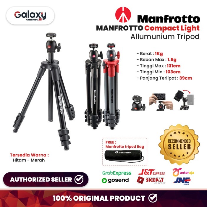 COD Manfrotto Compact Light Tripod - Hitam