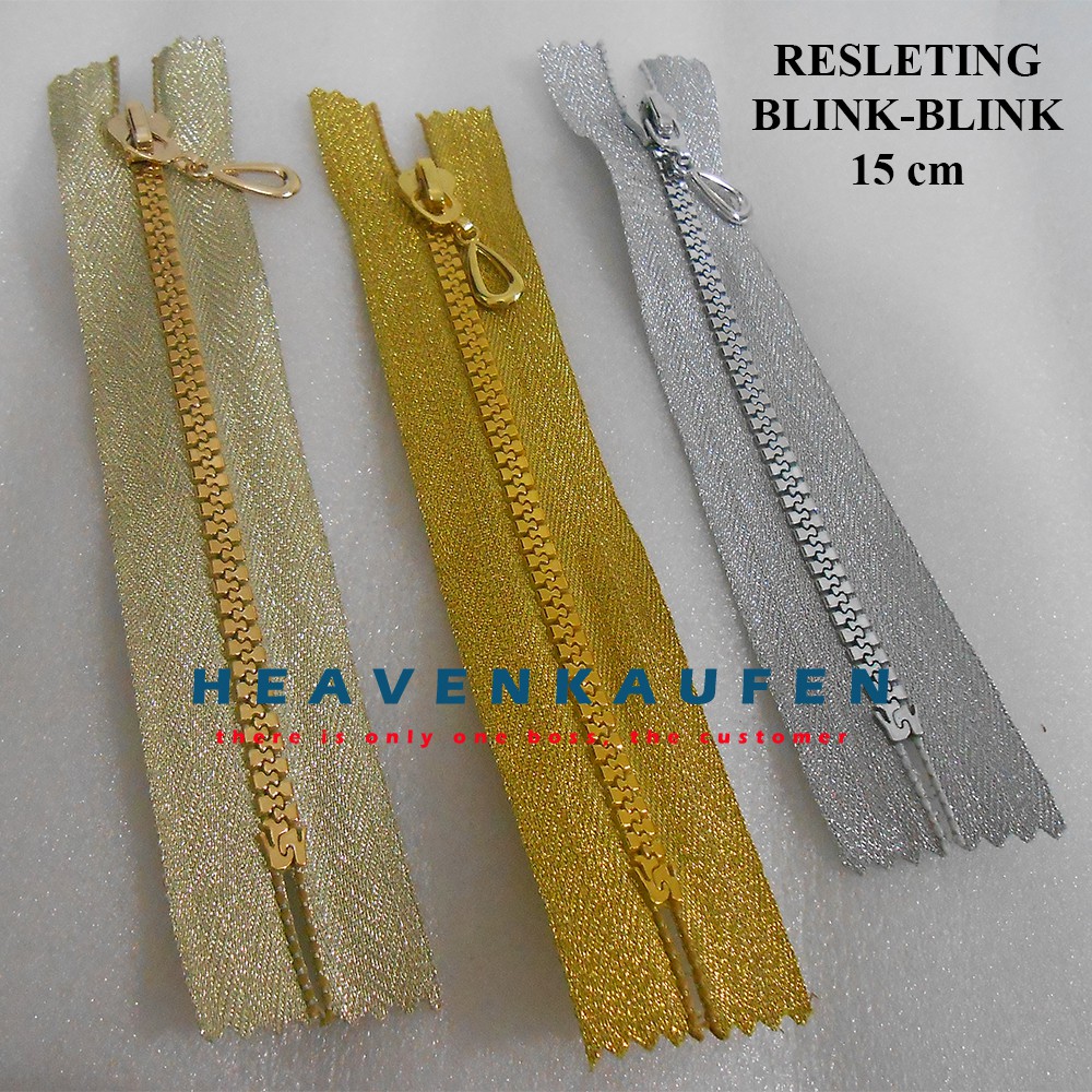 Resleting (Zipper) 15 cm Blink-Blink Mengkilap Kelap Kelip