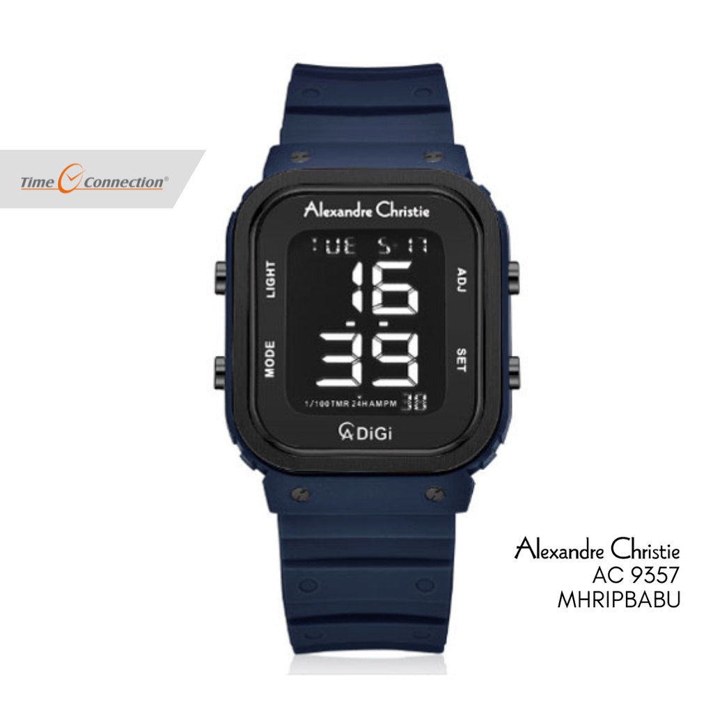 Alexandre Christie AC 9357 MHRIPBABU Biru Original / Jam Tangan Pria Wanita Digital / Blue Rubber Ka