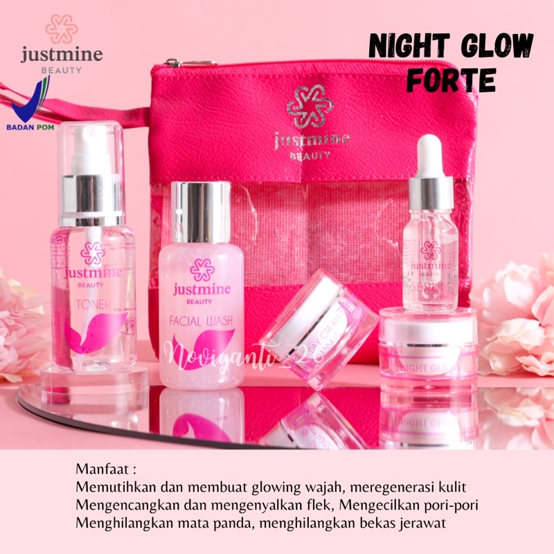 JUSTMINE BEAUTY SKINCARE PAKET NIGHT GLOW JELLY ACNE REMOVE SPOT ACNE MORE ORIGINAL-2