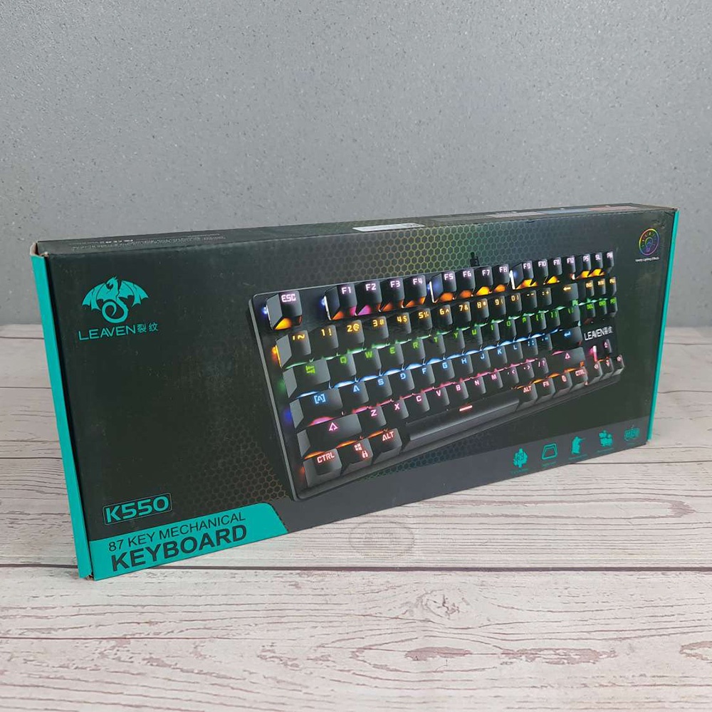 Leaven Crack Mechanical Keyboard 87 Key Blue Switch RGB - K550 - Black