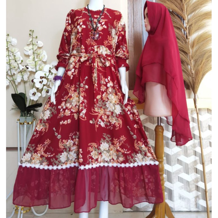 (BISA COD)GAMIS SET HIJAB MONALISA RENDA/SYAR'I CERUTY DOBEL 2LAYER/BUSUI/REALPICT/TERLARIS/TERMURAH-6