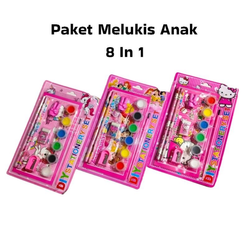 

Stationery Set Melukis Anak 8in1 9002 / Paket Alat Melukis Set Anak