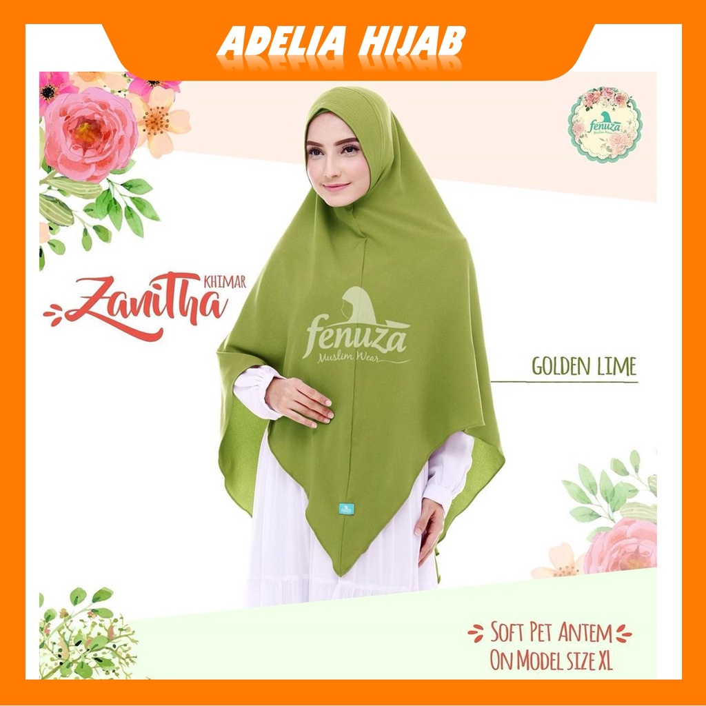 Promo COD Fashion Hijab Instan atau Khimar Zanitha  Soft Pad Fenuza Muslim Wear Warna Golden Lime de
