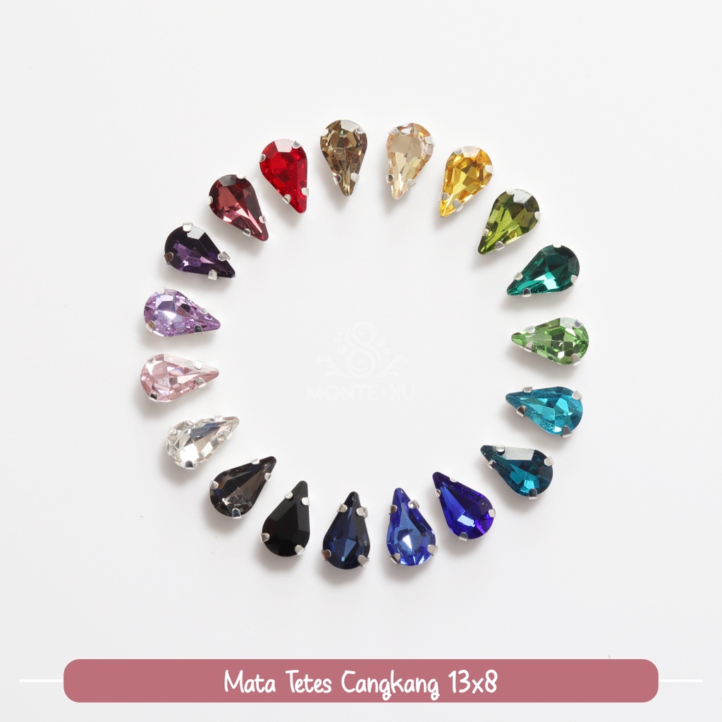 Monte Manik Mote Beads Borci Payet Mata Tetes Cangkang 13x8  Mata Kristal Kecil Besar Murah bisa GO 