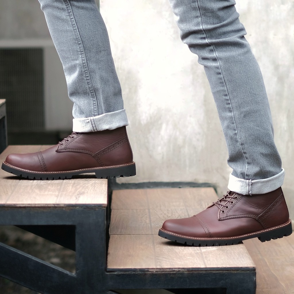 Acoustic Brown | Sepatu Kulit Asli Safety Boot Vintage Klasik Besi Original Footwear | FORIND x Reyl