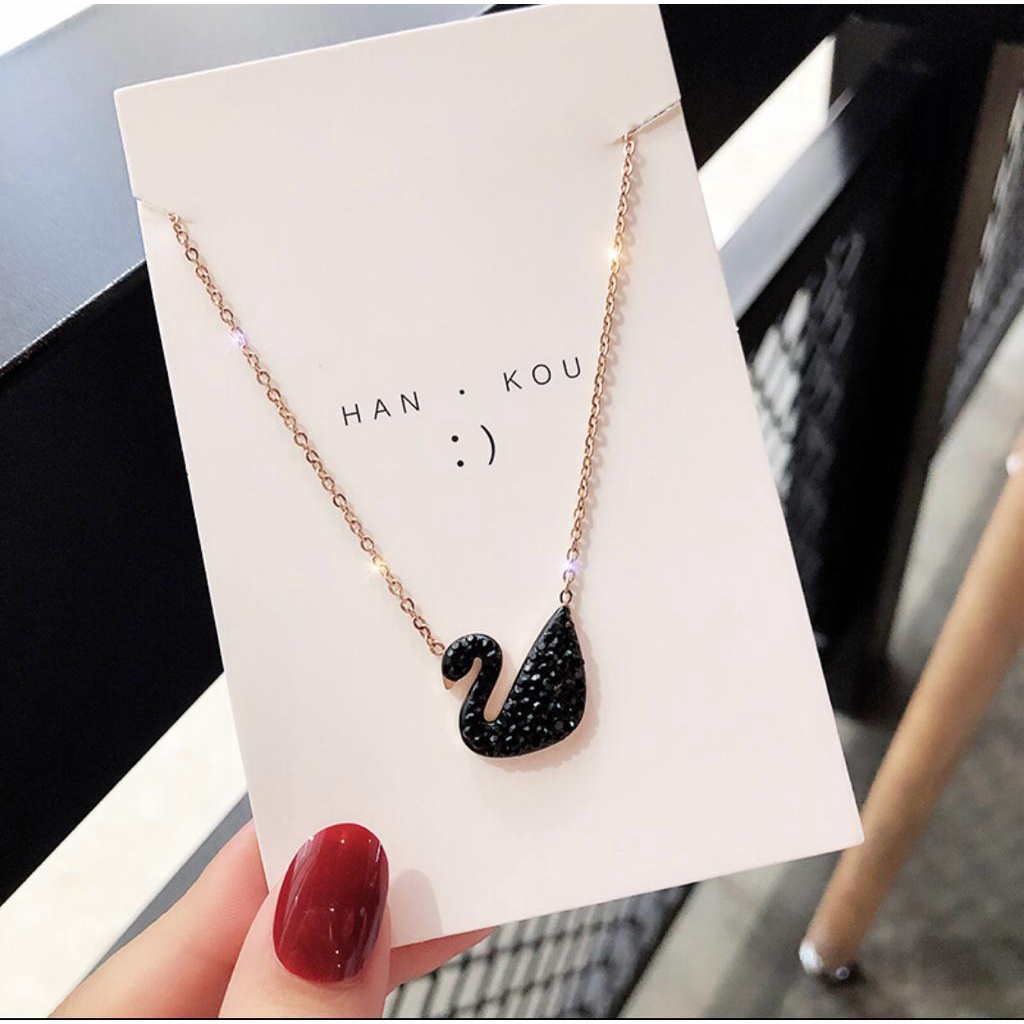 Kalung Titanium Swan Necklaces Titanium Steel Necklaces Korean Style Swan Necklace Swan Pendant Clavicle Chain Birthday Gift Women