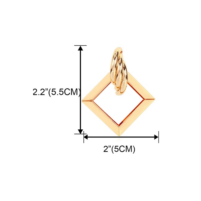 LRC Anting Tusuk Fashion Hollow Geometric Square Alloy Earrings K44427