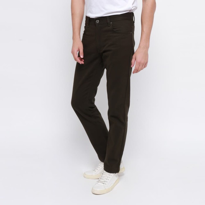 Edwin Celana Jeans Milan-018 Regular Fit Pria Panjang Army Green - Hijau Tua, 29 I7 Cuci gudang