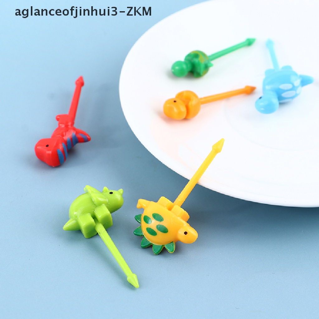 6 Pcs / set Garpu Buah Mini Desain Kartun Hewan Dinosaurus Untuk Anak