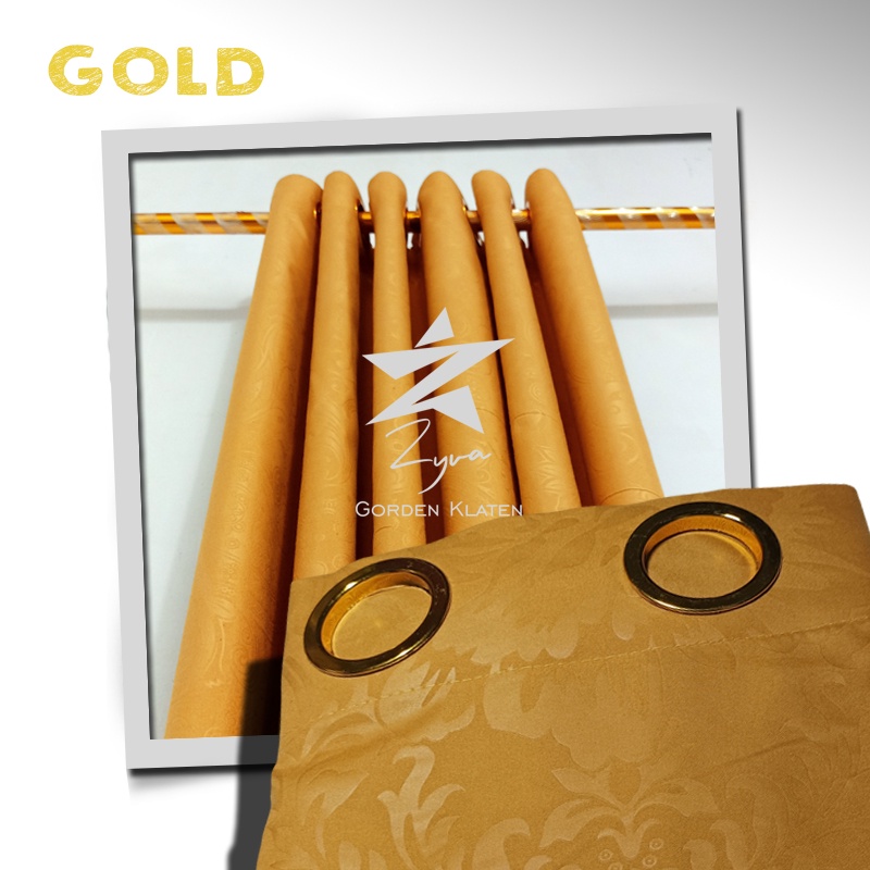 Gorden Polos Embos murah smokring 12 lubang Pintu Jendela Gorden Coklat polos Gordyn Hordeng Tirai-GOLD T220X135