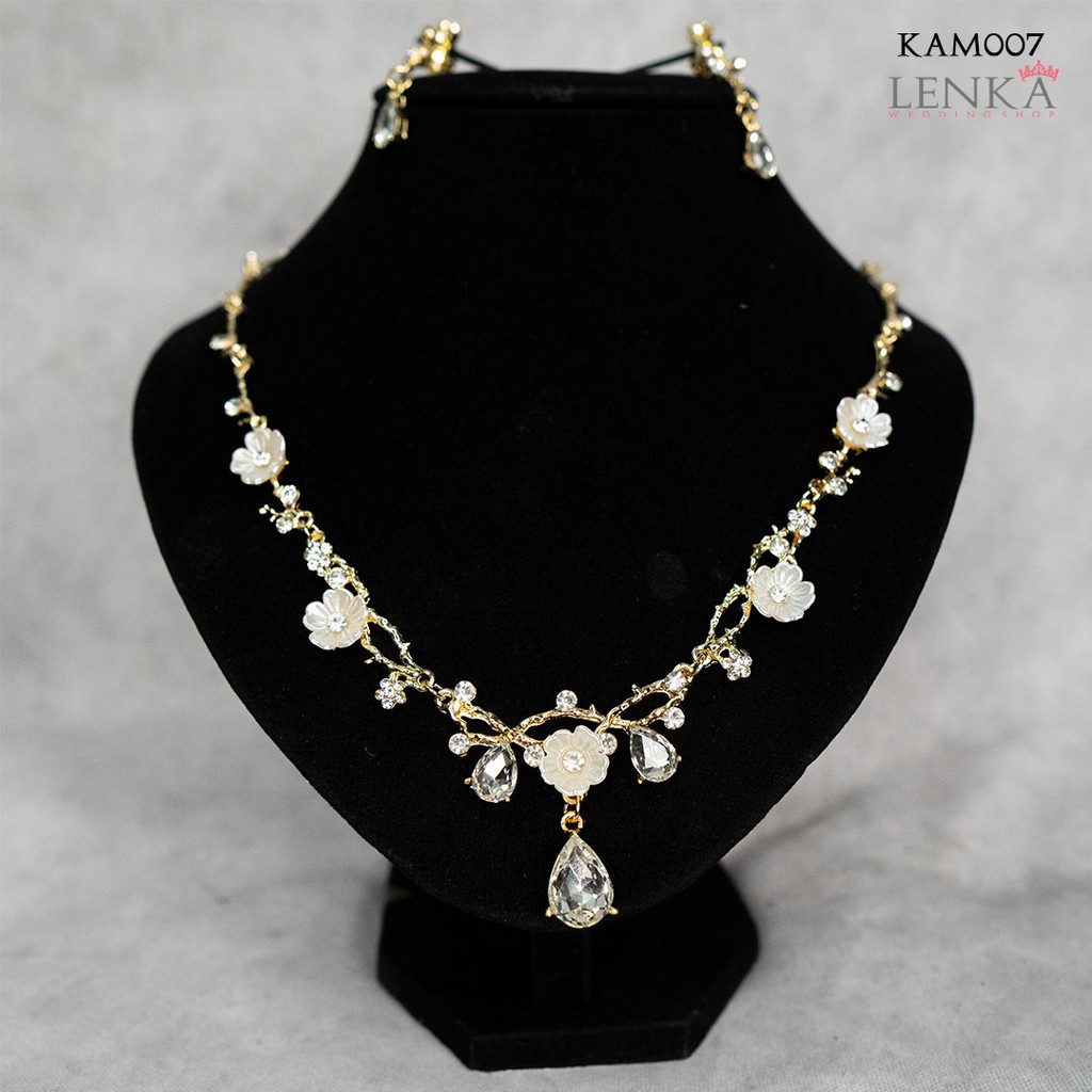 [STOK TERBATAS] ONE SET KALUNG ANTING GOLD BUNGA AKSESORIS PESTA SIMPLE KAM007