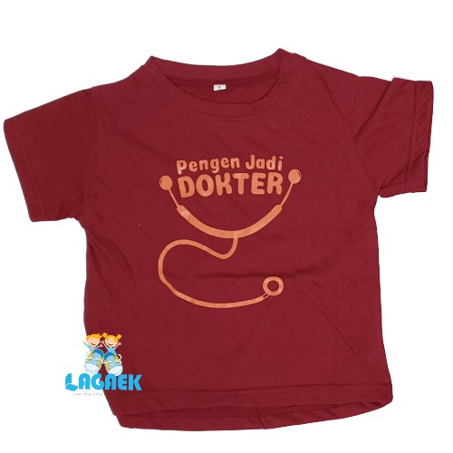 Baju Kaos Anak Pengen Jadi Dokter Usia 1 2 3 4 5 Tahun Size S M L X L Banyak Warna - Kaos Anak Tulisan Kaos Anak Cowok Cewek Baju Anak Lucu Kaos Anak Cita Cita