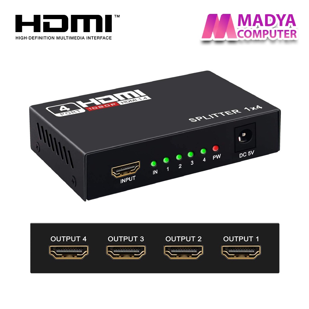 HDMI Splitter 4 Port - 1x4 HDMI Splitter Versi 1.4