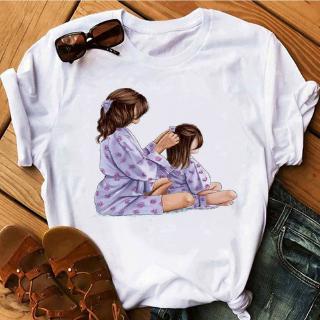 Kaos T Shirt Casual Ibu Dan Anak Perempuan Lucu Lengan Pendek Gambar Kartun Shopee Indonesia