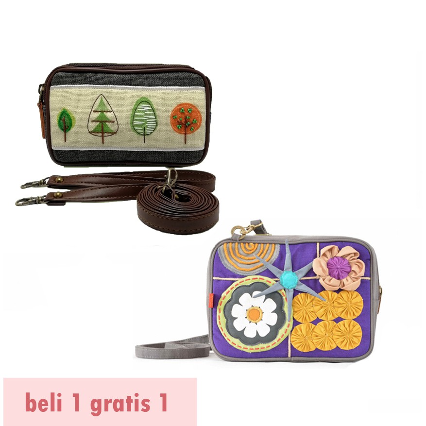 Dompet Selempang Branded Murah Marawa Poke Pine Gratis Tas Etnik Handmade Kanvas