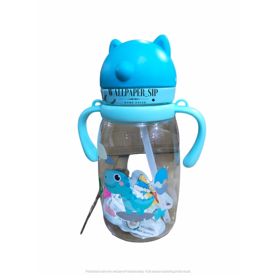 BOTOL MINUM ANAK KEPALA BULAT KARAKTER LUCU GAGANG BPA FREE 550ML