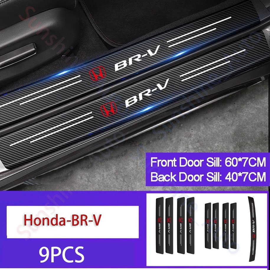 Stiker Pelindung Pintu Bagasi Mobil Honda BR-V BRV Bahan carbon fiber Tahan Air anti Gores