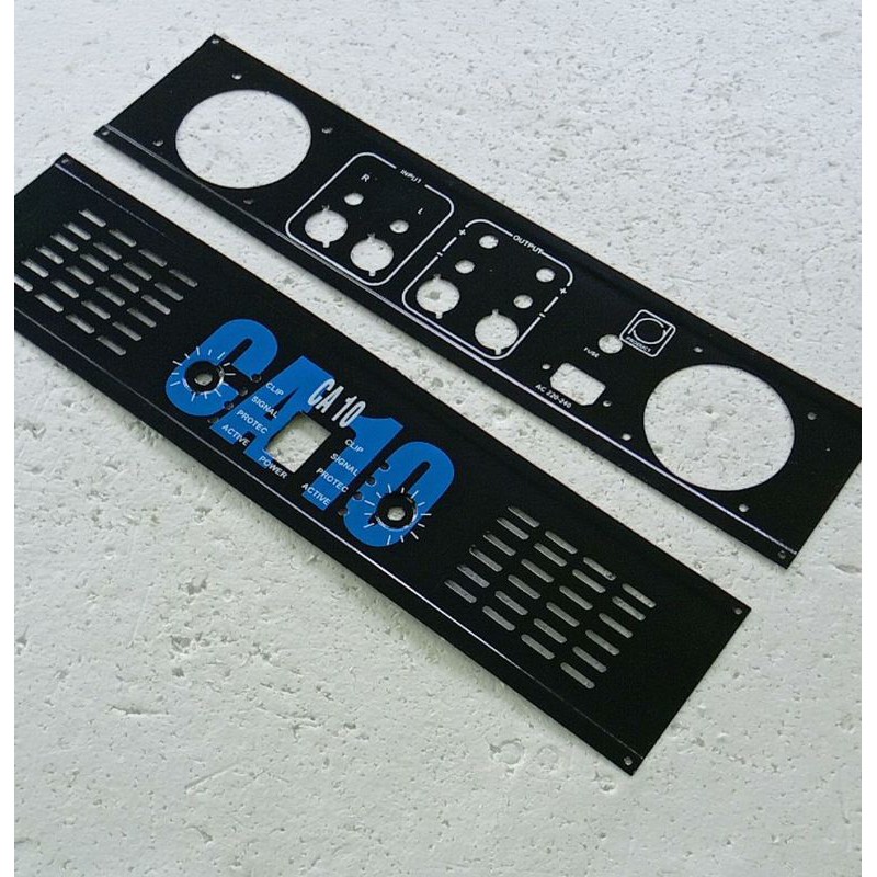 Panel power amplifier stereo CA 10 depan belakang