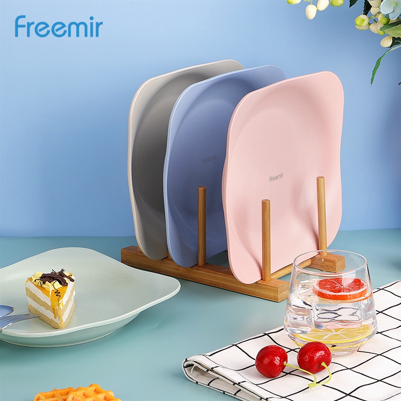Freemir Set 4 Pcs Piring Bunga 20cm Piring Makan Wheat Straw Set 4 Pcs Warna-warni Jerami Gandum Mix Piring Besar-6
