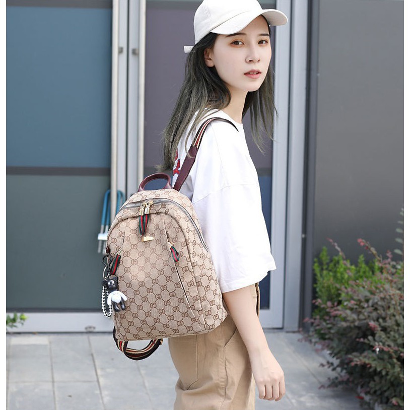 Tas Wanita Tas Ransel Wanita Kasual Luar Ruangan Oxford Kain Tahan Air Free Gantungan Lucu Mochilla gd