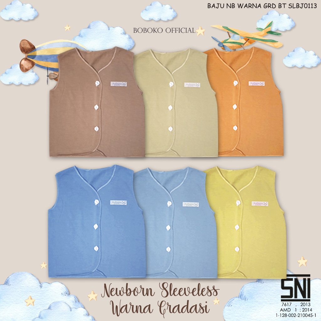 Baju Bayi Newborn Sleveless Warna GRADASI 0-6 bulan