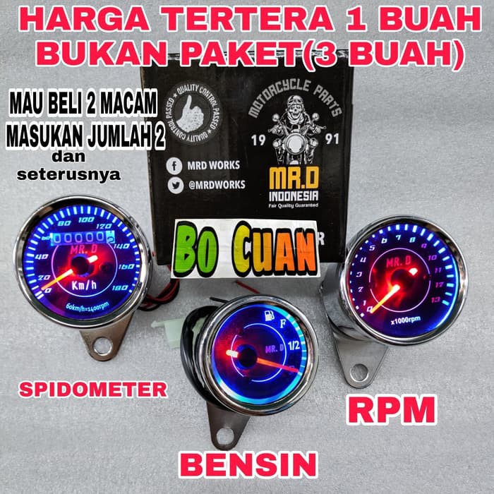 bensin spidometer rpm motor bulat speedometer takometer spido