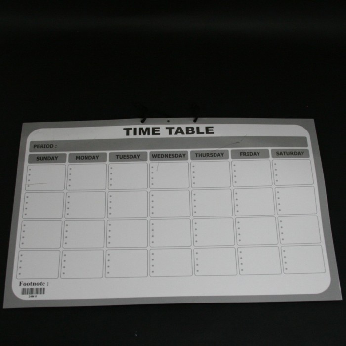 

TIME TABLE DOUBLE SIDE 70x50