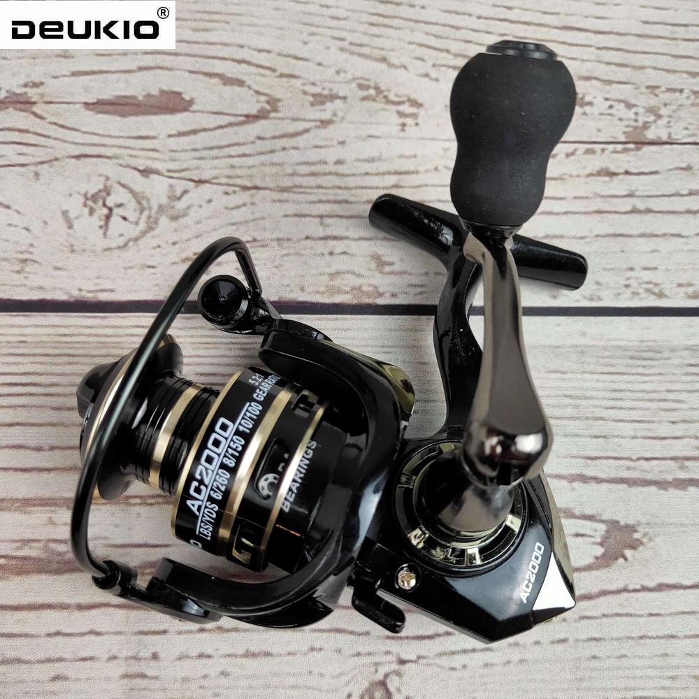 DEUKIO AC2000 Paket Pancing Set Reel Joran Rod Combo Umpan Bonus Tas