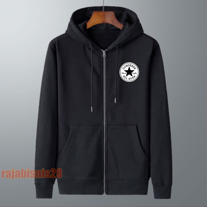 Sweater Jaket Hoodie Converse Grey Misty. Jaket Converse Style. Sweater Converse Zipper Hoodie PRIA