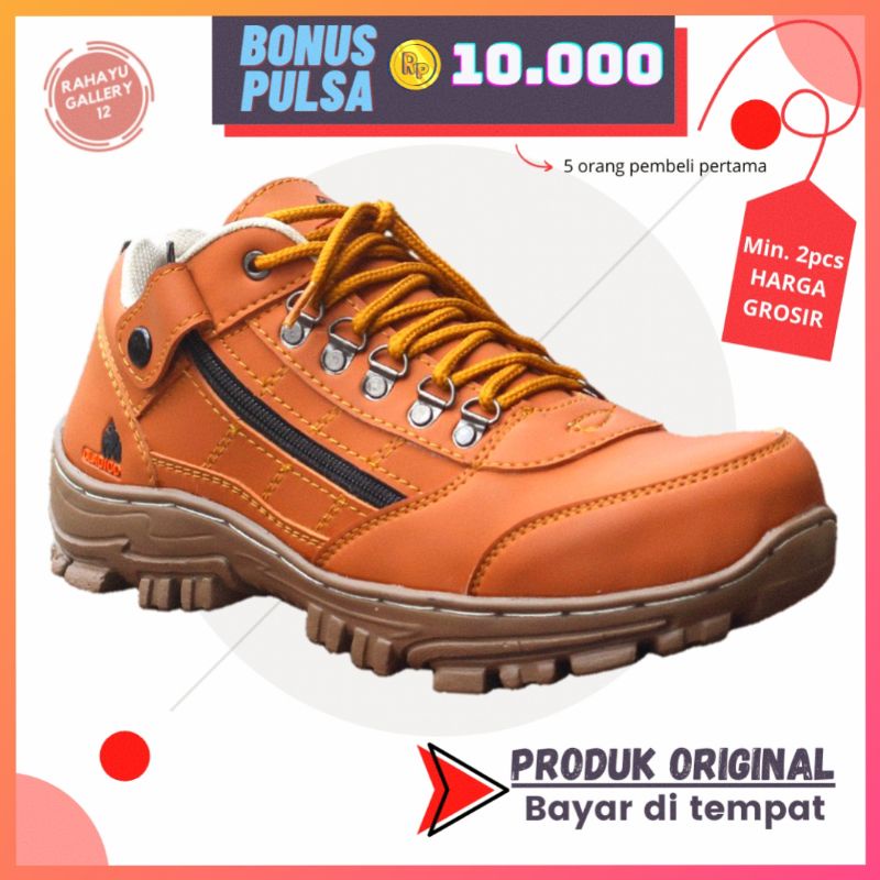 Cladico Lion Low Sepatu Safety Pria Ujung Besi Original Kulit Sintetis Premium