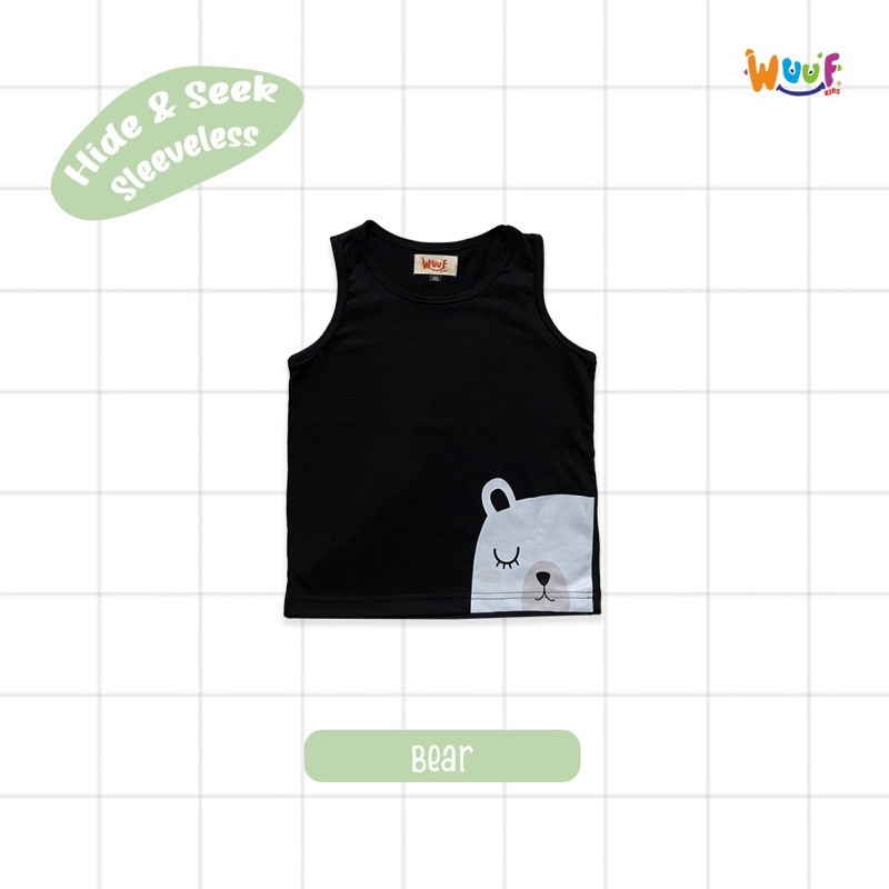 SLEEVELESS BABY/KIDS HIDE N SEEK WUUFKIDS /KAOS KUTUNG BAYI/ANAK 100% COTTON