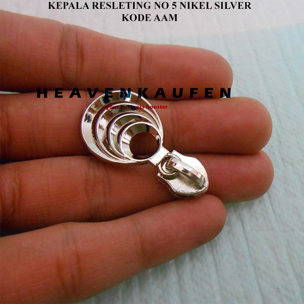 Kepala Resleting / Kepala Zipper No 5 Nikel Silver Kode AAM