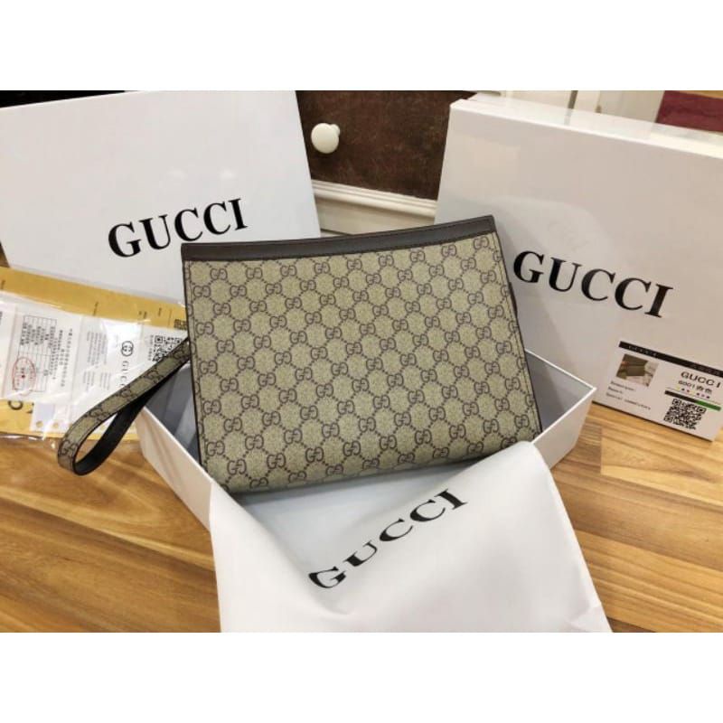 Clutch Premium + Box Gucci Voyage Pita Kulit Asli