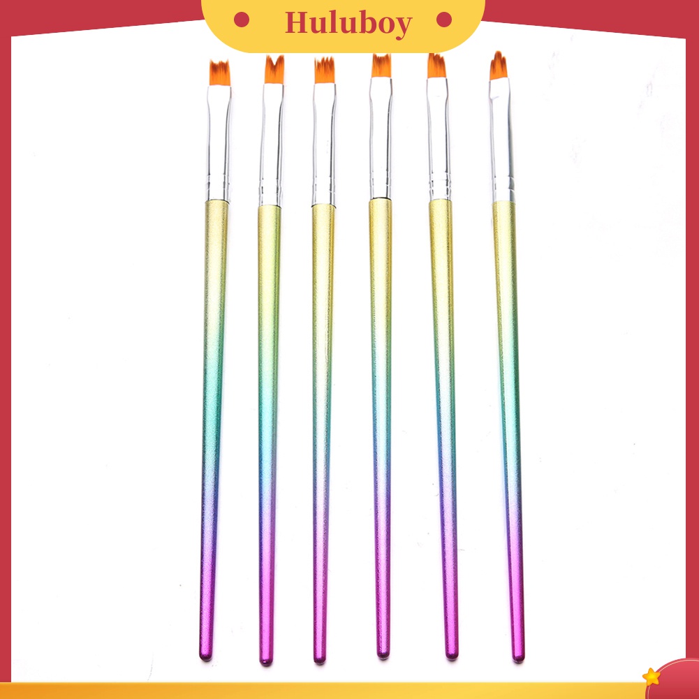 Huluboy Huluboy♡ 6pcs / Set Pen Brush Nail Art Gagang Warna-Warni Untuk Manicure DIY