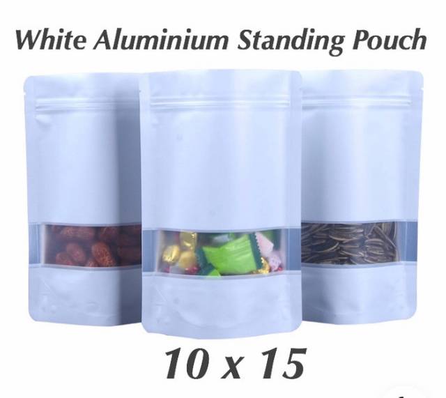 White matte standing pouch window aluminium