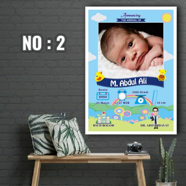 BIODATA BAYI PLUS BINGKAI 40X30 KAYU MDF PREMIUM LAMINASI GLOSY