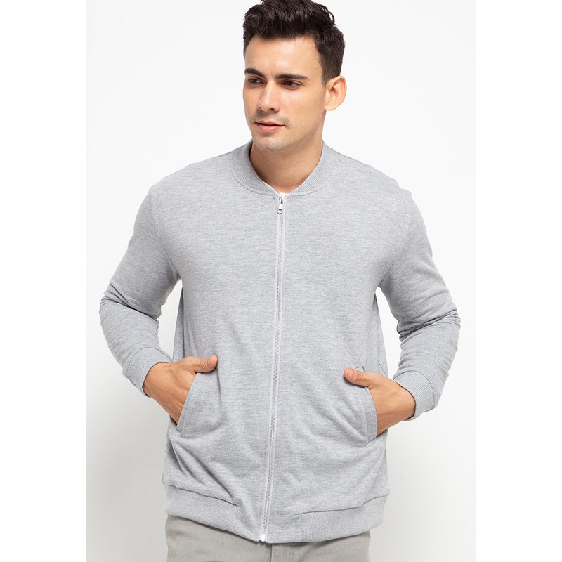 Tolliver Relaxed Bomber Jacket Light Grey