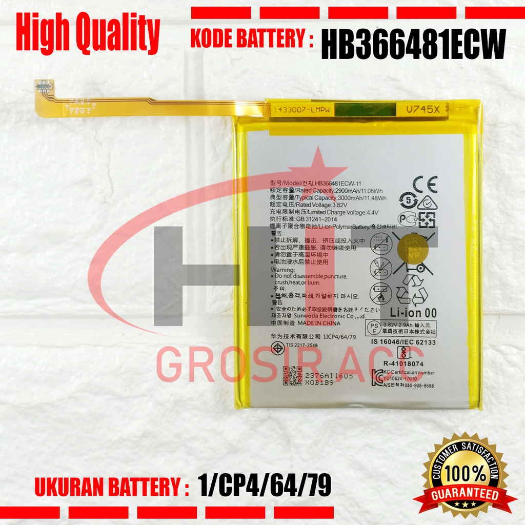 Battery Baterai HB366481ECW-11 For Honor 8 , Honor 8 Lite, Honor 9i , Honor 9 Lite, Honor 5C , Honor 7C , Honor 7A , Honor V9 Play , Enjoy 7s , enjoy 8 , Enjoy 8E Ascend P9 , P9 lite,  G9 , P10 Lite , P20 Lite , Nova 2 Lite