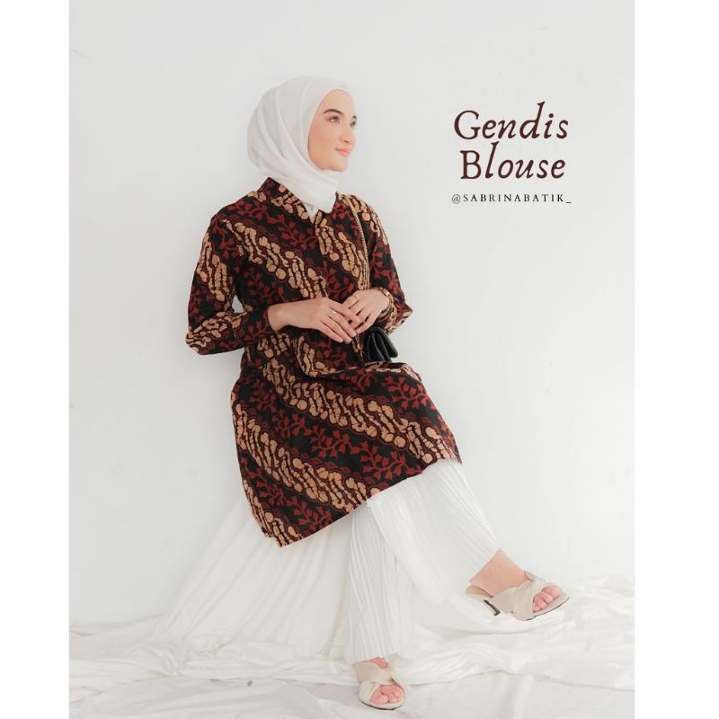 Batik wanita ASJ SA HRB026 Kenongo Kemeja Tosca Pendek-3