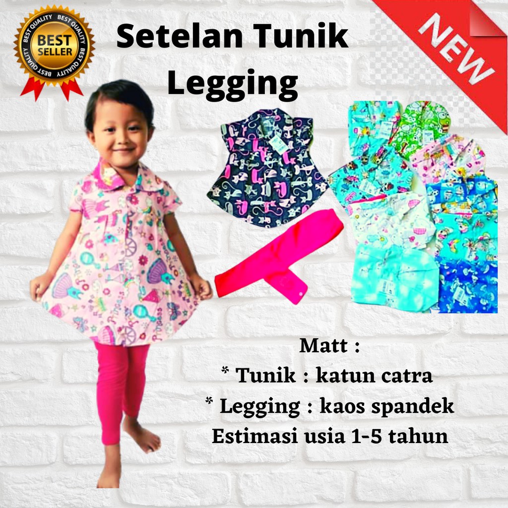 BAJU SETELAN TUNIK KEMEJA CELANA LEGGING PANJANG ANAK PEREMPUAN SETELAN TUNIK CATRA ANAK BAJU ANAK