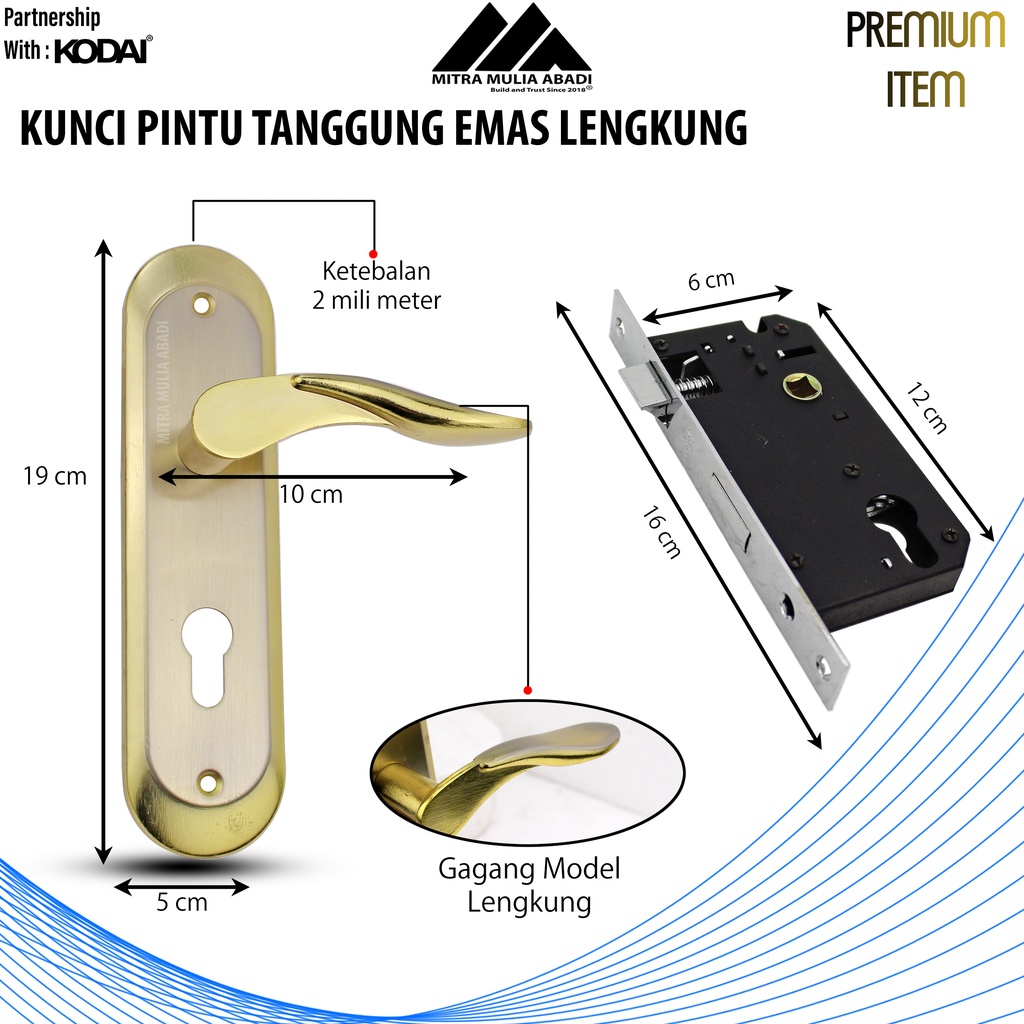 Kunci Pintu Tanggung Emas Lengkung I By KODAI Medio I Fullset